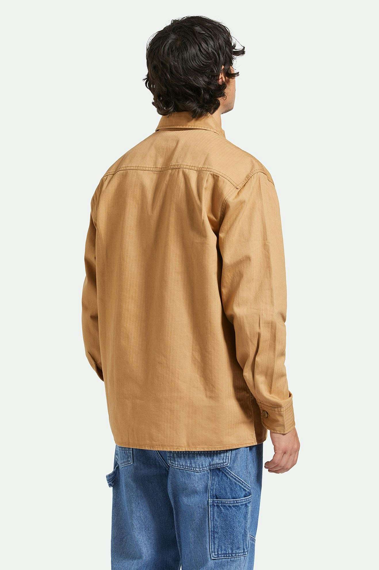 
       Back Fit Image | Selden L/S Overshirt - Tobacco Brown Worn Wash
     