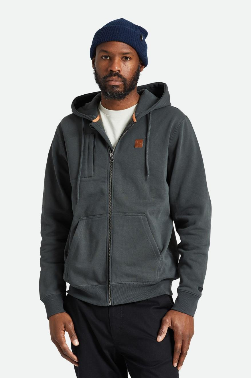 
       Brixton Builders Water Resistant Heavyweight Fleece Full Zip Hood - Washed Black
     