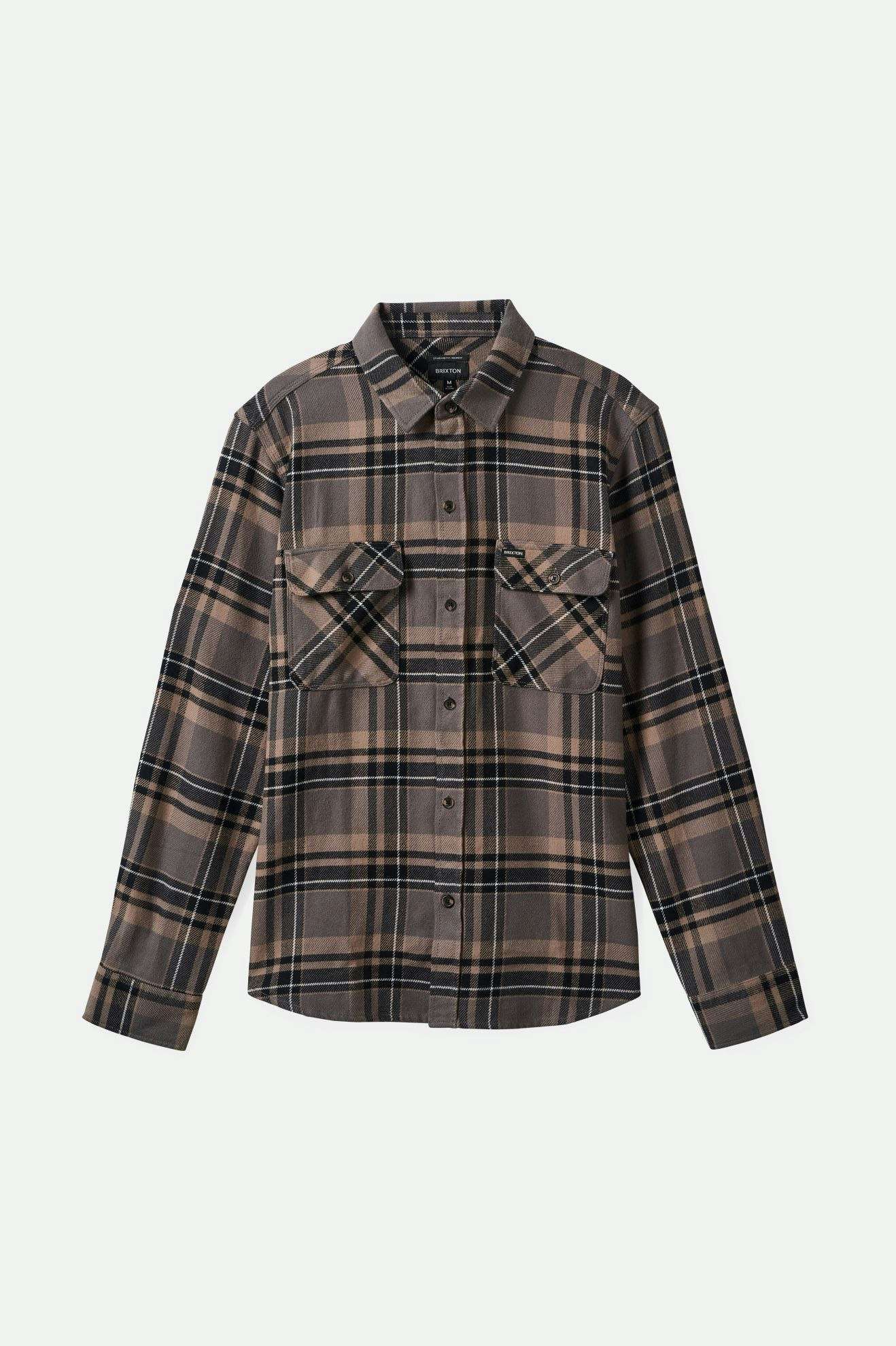 
       Brixton Men&#39;s Bowery L/S Flannel - Charcoal/Black/Cinder Grey | Main
     