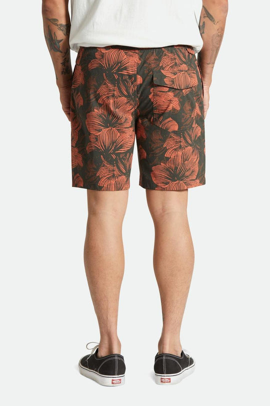 
       Brixton Voyage Hybrid Short 7&quot; - Washed Black/Terracotta Floral
     