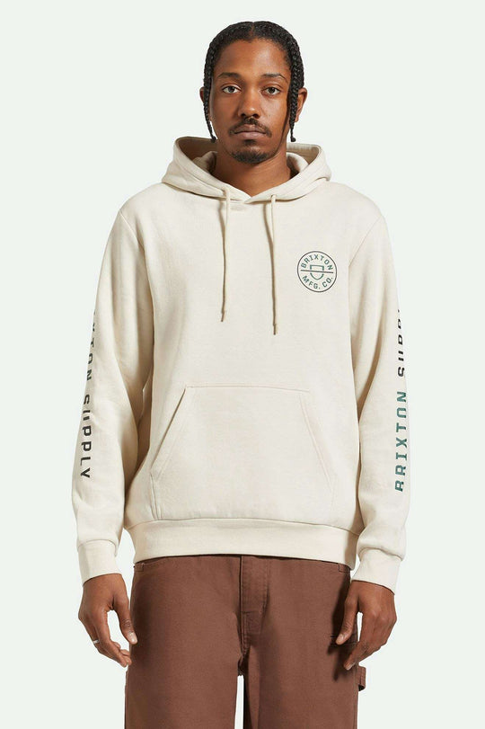 
       Men&#39;s Fit, front | Crest Hoodie - Beige/Black/Pine Needle
     