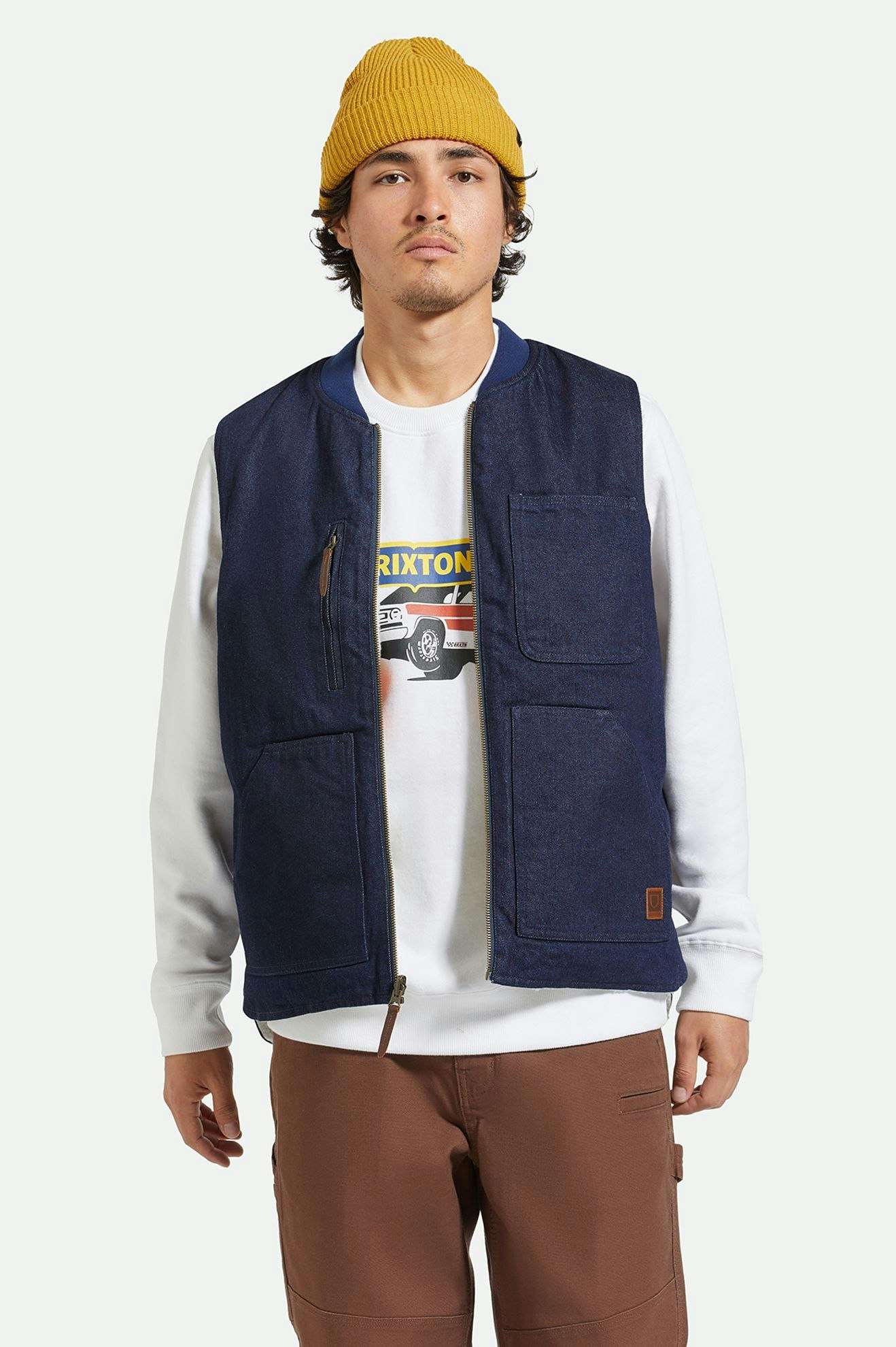 
       Men&#39;s Front Fit | Builders Abraham Reversible Vest - Rinse Denim/Sherpa
     