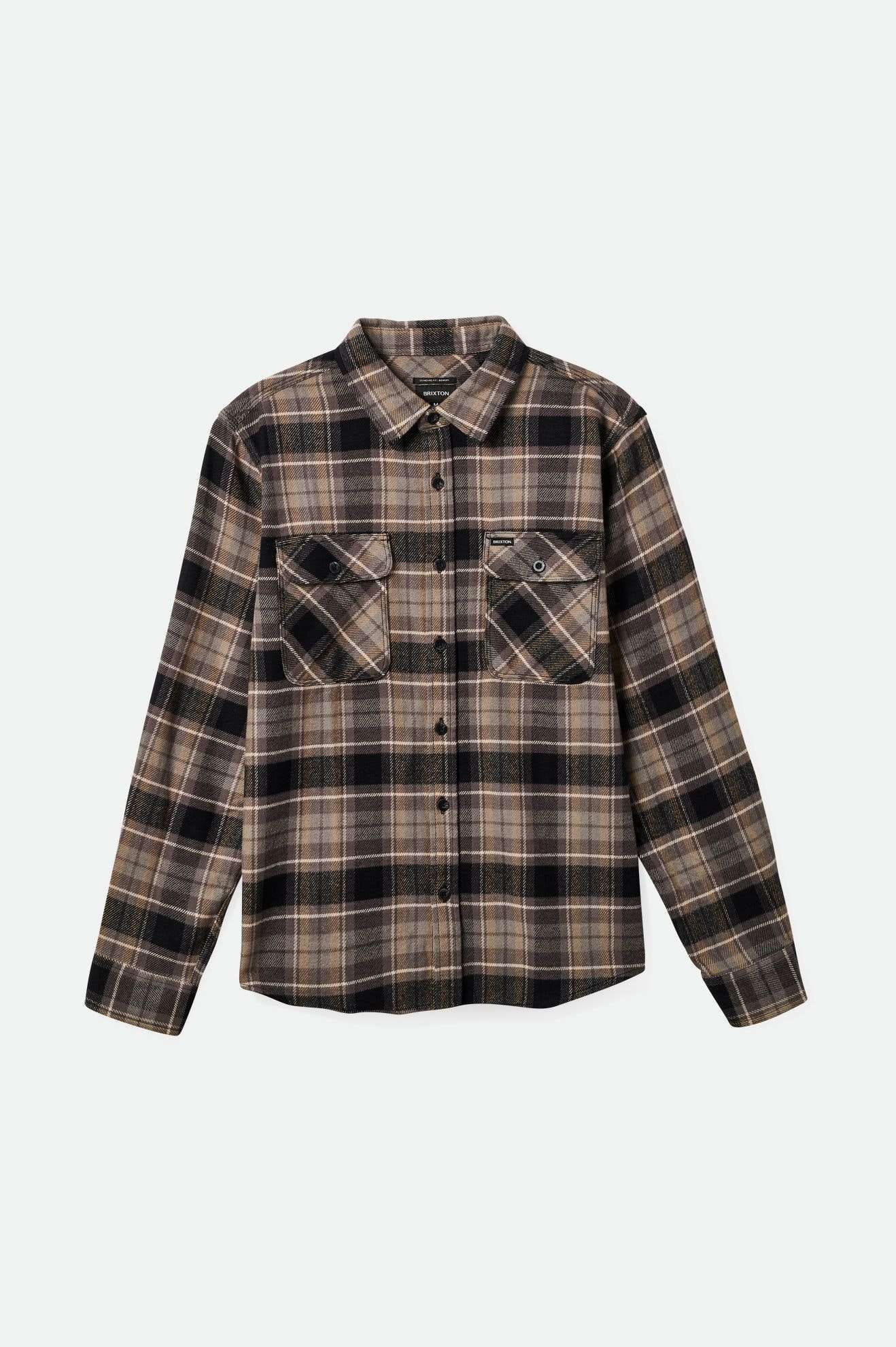 
       Brixton Men&#39;s Bowery L/S Flannel - Black/Charcoal/Oatmeal | Main
     