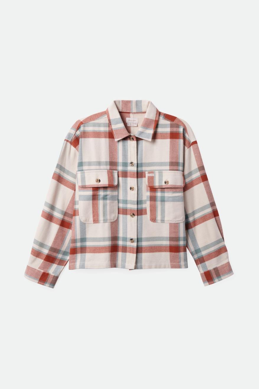 
       Brixton Bowery Women&#39;s L/S Flannel - White Smoke/Terracotta
     