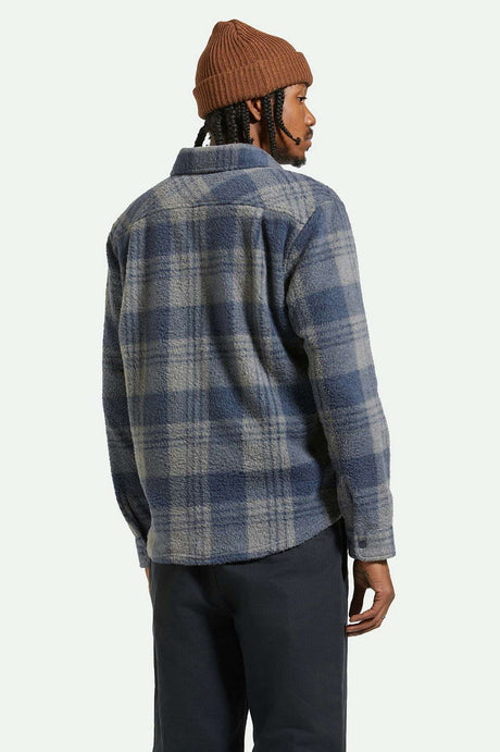 
       Men&#39;s Back Fit Image | Bowery Arctic Stretch L/S Fleece - Washed Navy/Beige Plaid
     