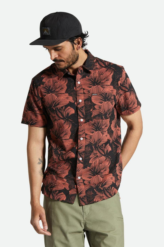 
       Brixton Charter Print S/S Woven Shirt - Washed Black/Terracotta Floral
     