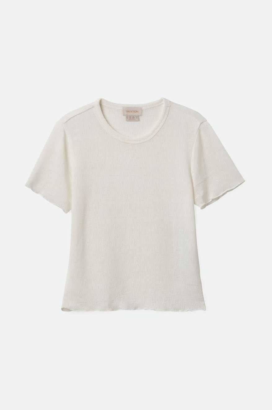 
       Brixton Women&#39;s Sheer S/S Knit Top - Off White | Main
     