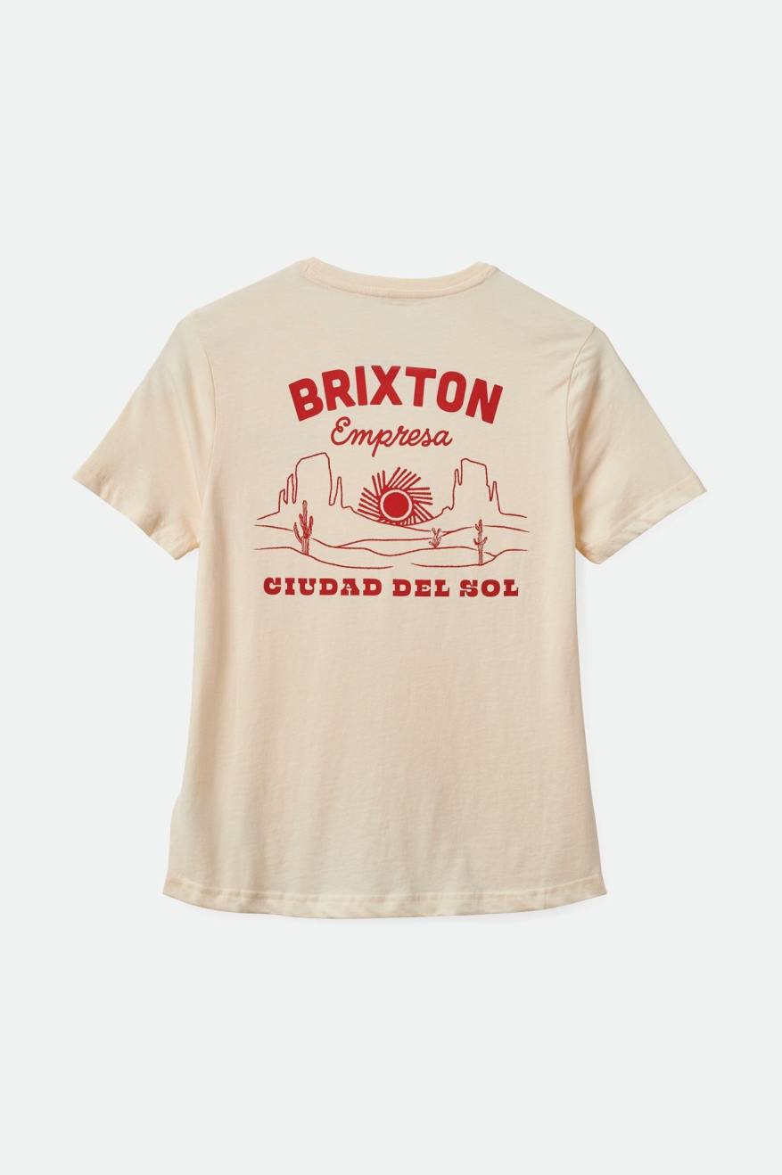 
       Brixton Empresa Fitted Crew Tee - White Smoke
     