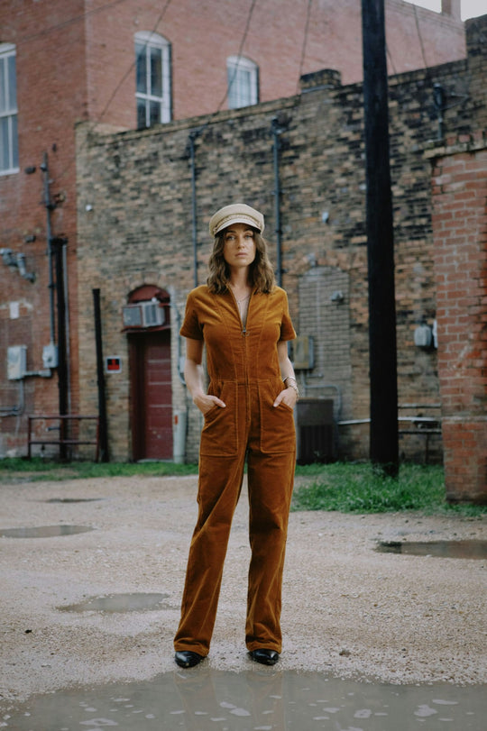 
       Brixton Utility Jumpsuit - Golden Brown Cord
     