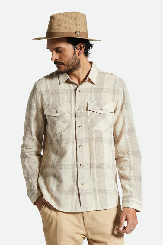 
       Brixton Memphis Linen Blend L/S Shirt - Whitecap/Cinder Grey
     