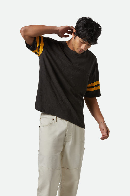 
       Men&#39;s Vintage Football Mesh Jersey T-Shirt in the color Washed Black/Ray Flower - Men&#39;s Front View
     