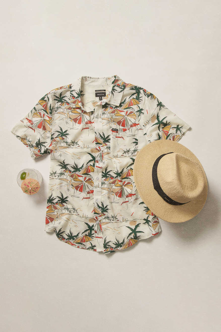 
       Brixton Charter Slub S/S Woven Shirt - Off White Umbrella Scene
     