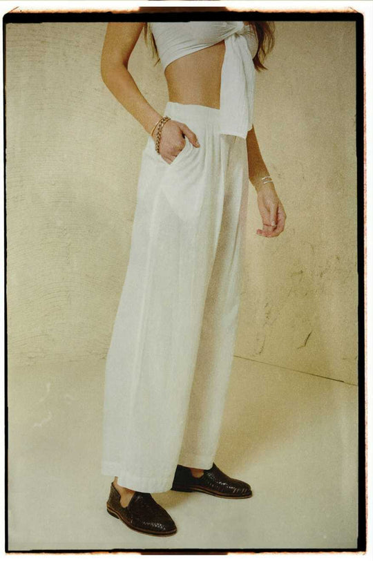 
       Brixton Vintage Linen Blend Wide Leg Pant - Off White
     