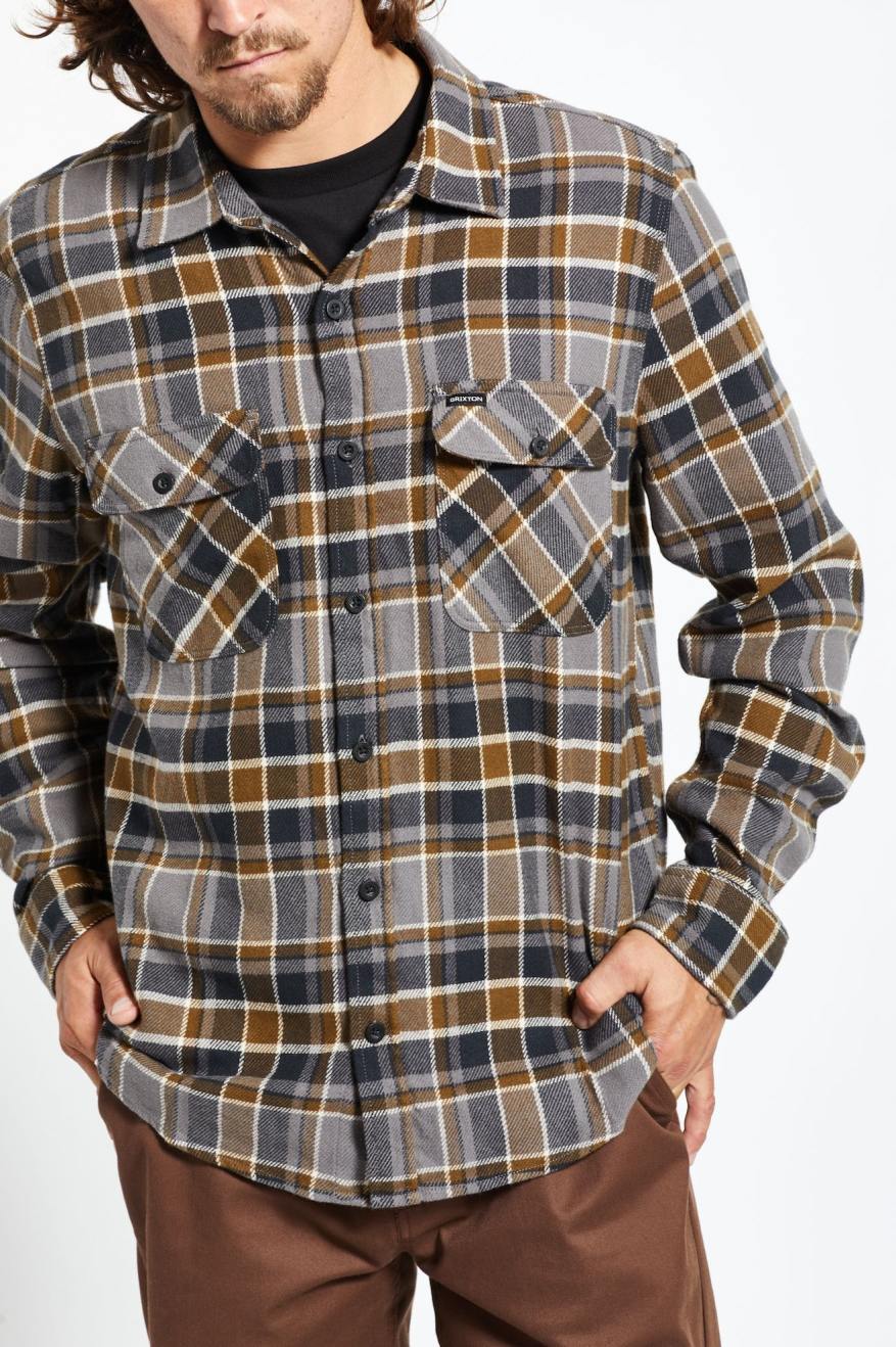 
       Brixton Bowery L/S Flannel - Black/Desert Palm/Beige
     