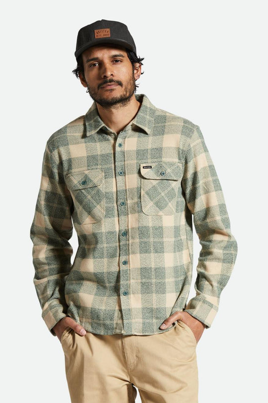 
       Brixton Bowery Stretch Water Resistant L/S Flannel - Trekking Green/Oatmilk
     