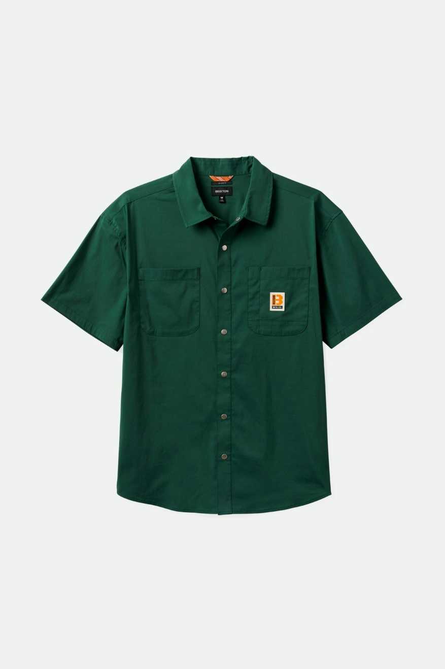 
       Brixton Builders Mechanic S/S Woven Shirt - Trekking Green
     