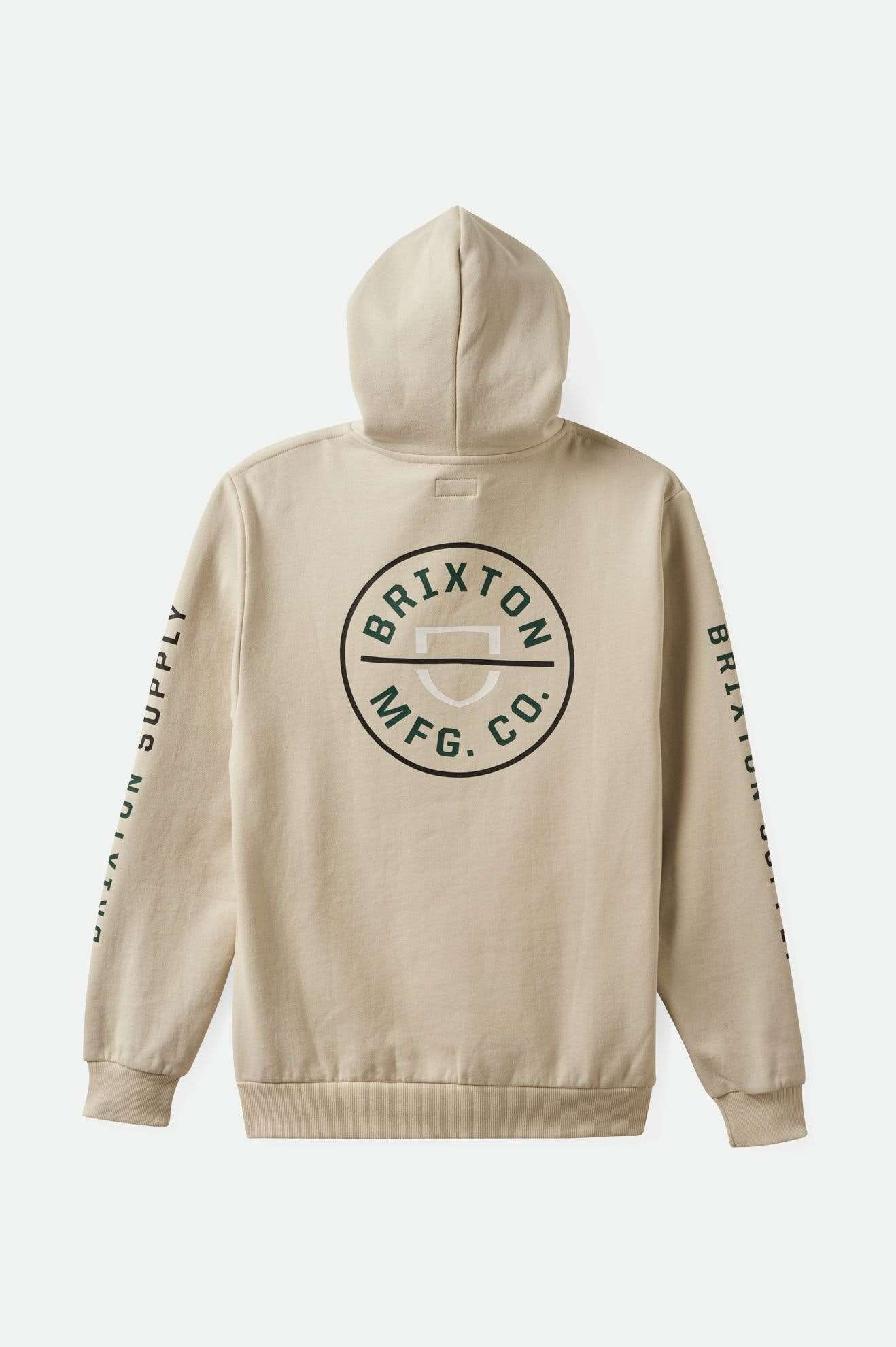 
       Back Laydown Image for Crest Hoodie - Beige/Black/Pine Needle
     