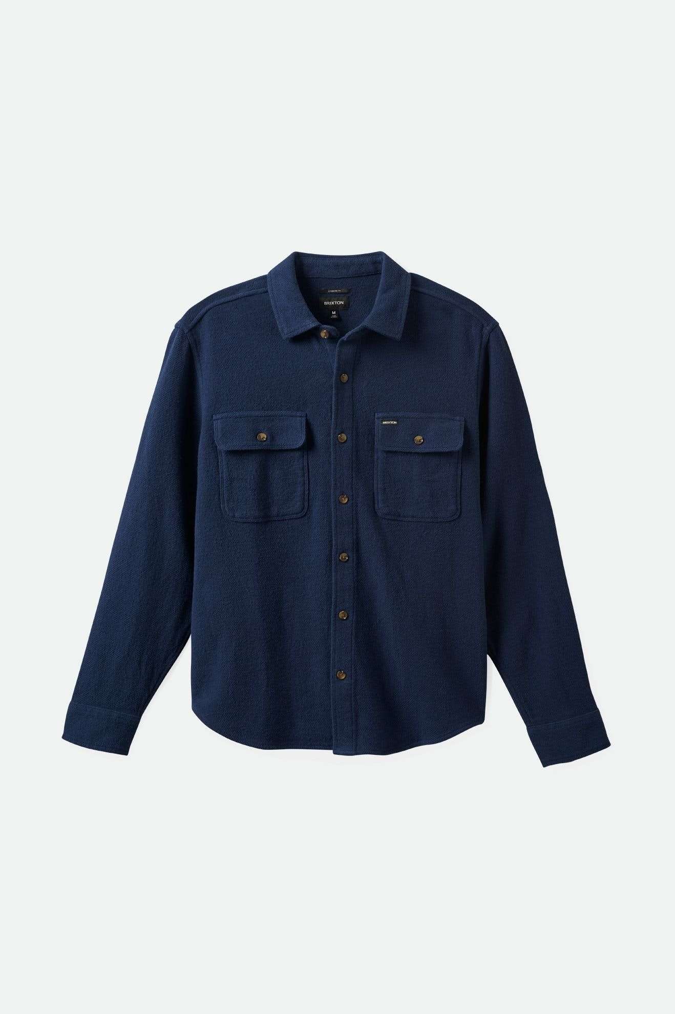 
       Brixton Men&#39;s Bowery Textured Loop Twill L/S Overshirt - Washed Navy | Main
     