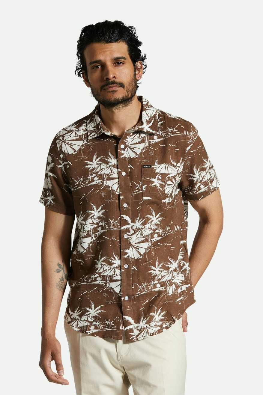 
       Brixton Charter Slub S/S Woven Shirt - Sepia Umbrella Scene
     