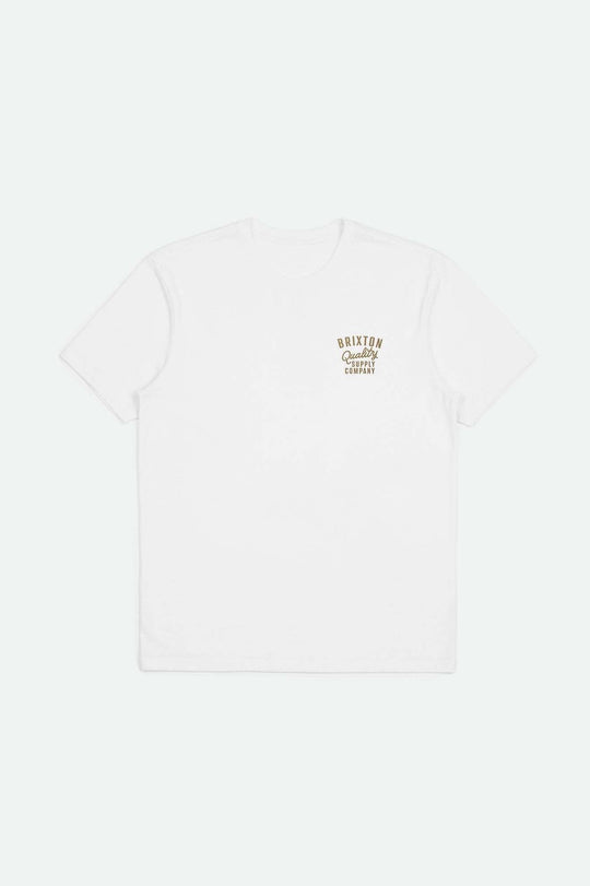 
       Brixton Men&#39;s Hubal S/S Tailored T-Shirt - White/Brass | Main
     