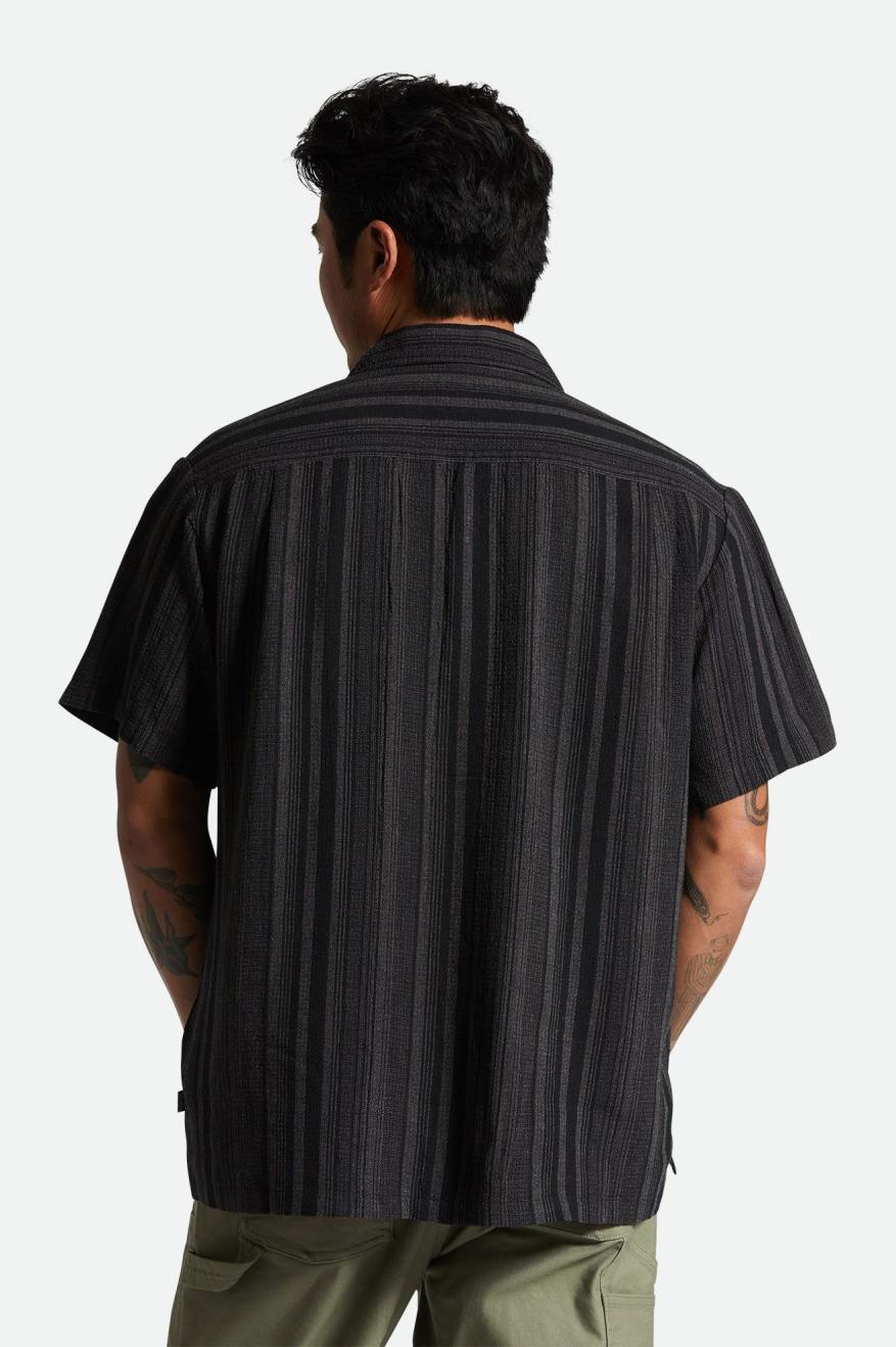 
       Brixton Bunker Seersucker S/S Camp Collar Woven Shirt - Black/Charcoal
     