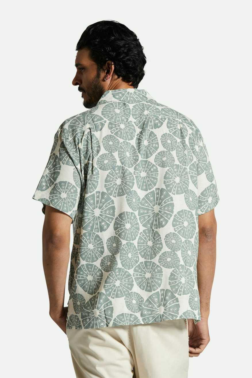 
       Brixton Bunker Slub S/S Camp Collar Shirt - Whitecap/Chinois Green
     