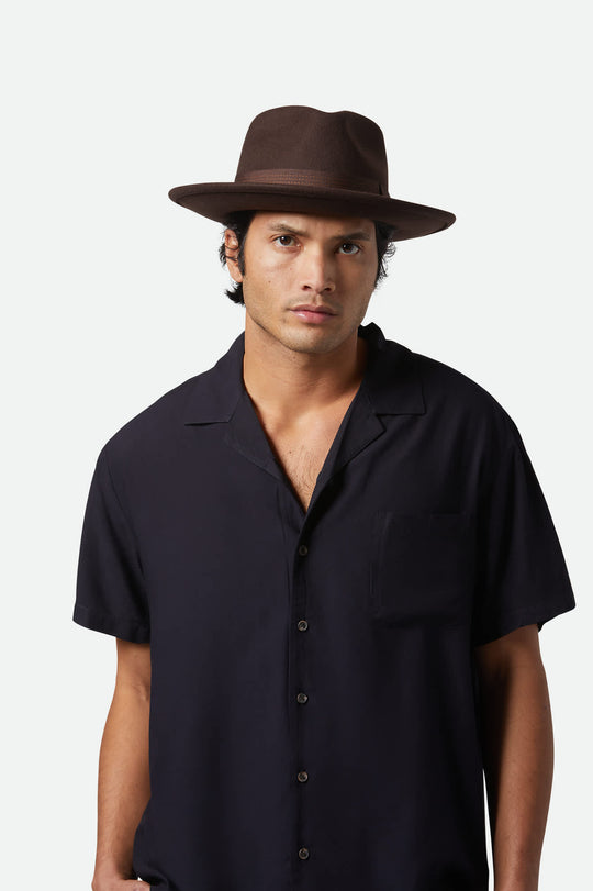 
       Unisex Swindle Convertabrim Fedora in the color Dark Brown/Chocolate - Men&#39;s Front View
     