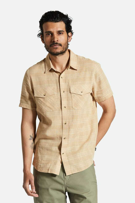 
       Brixton Memphis Linen Blend S/S Shirt - Sand/Off White
     