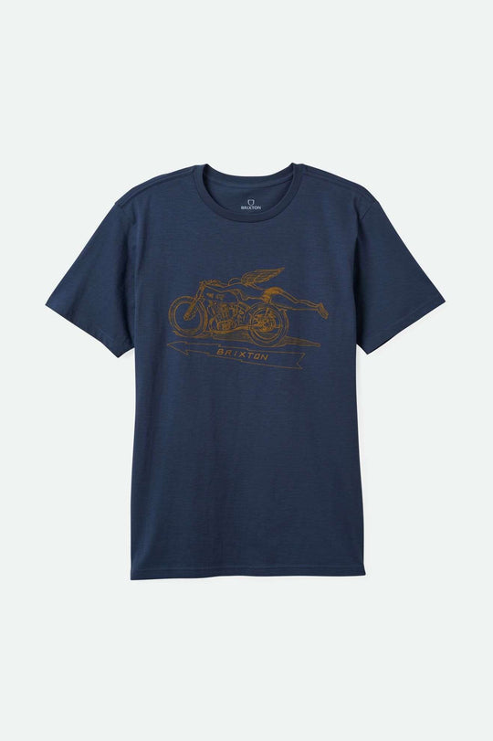 
       Brixton Men&#39;s 20th Anniversary Flyer S/S Tailored T-Shirt - Washed Navy | Main
     