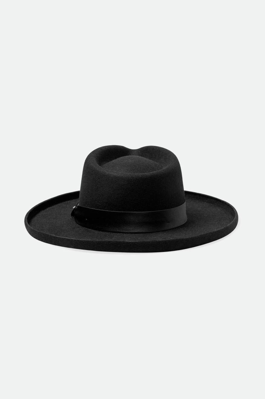 
       Brixton Victoria Felt Fedora - Black/Black Satin
     