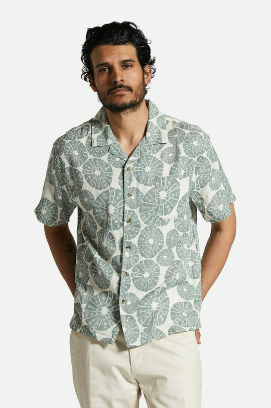 
       Brixton Bunker Slub S/S Camp Collar Shirt - Whitecap/Chinois Green
     