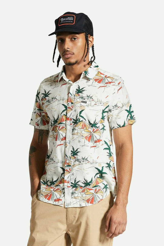 
       Brixton Charter Slub S/S Woven Shirt - Off White Umbrella Scene
     