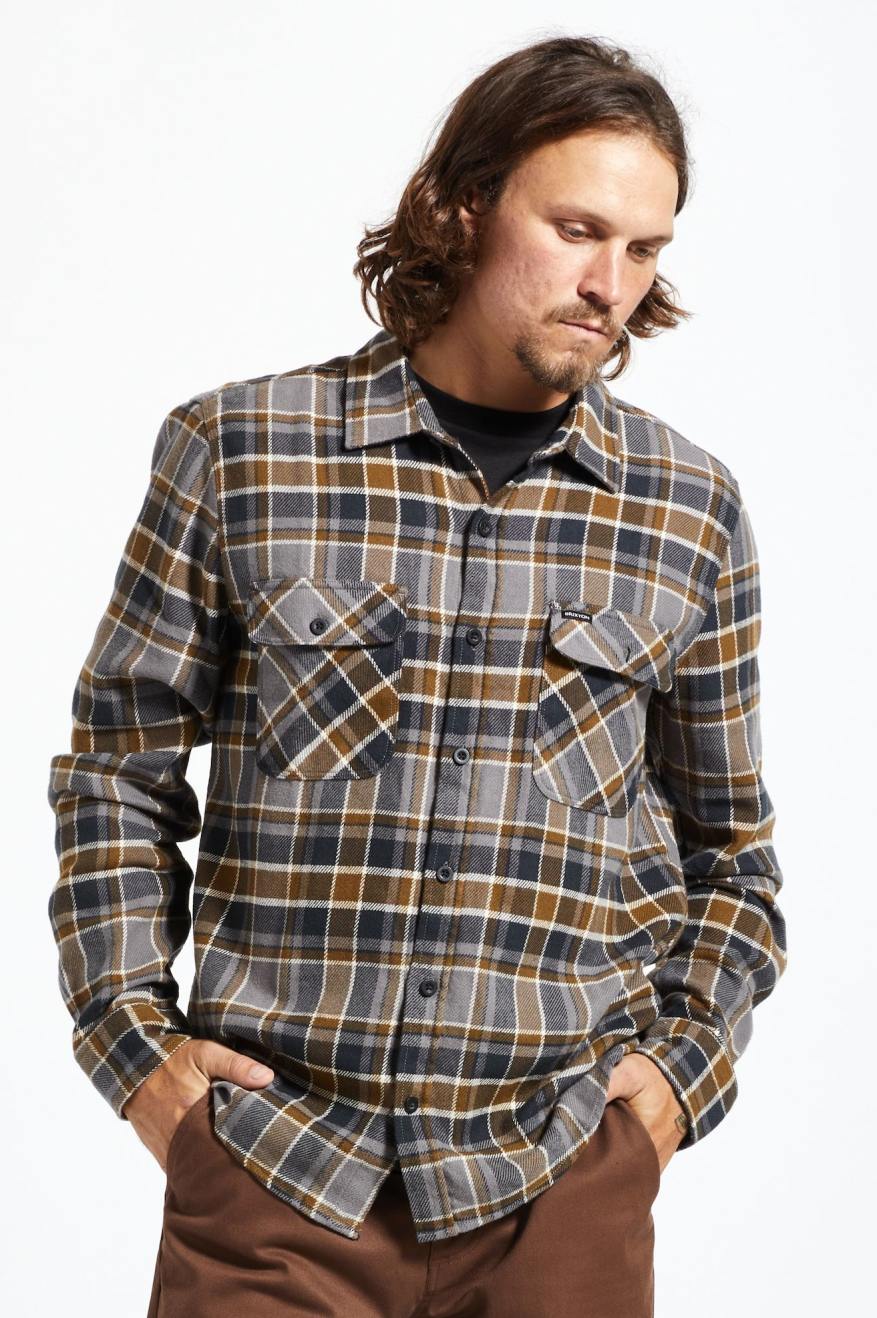 
       Brixton Bowery L/S Flannel - Black/Desert Palm/Beige
     