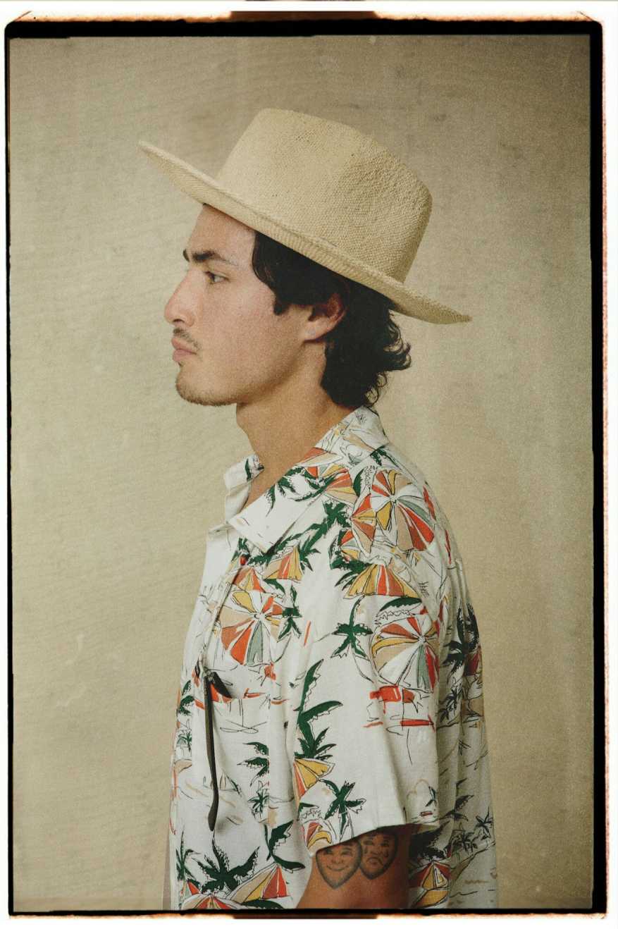 
       Brixton Charter Slub S/S Woven Shirt - Off White Umbrella Scene
     