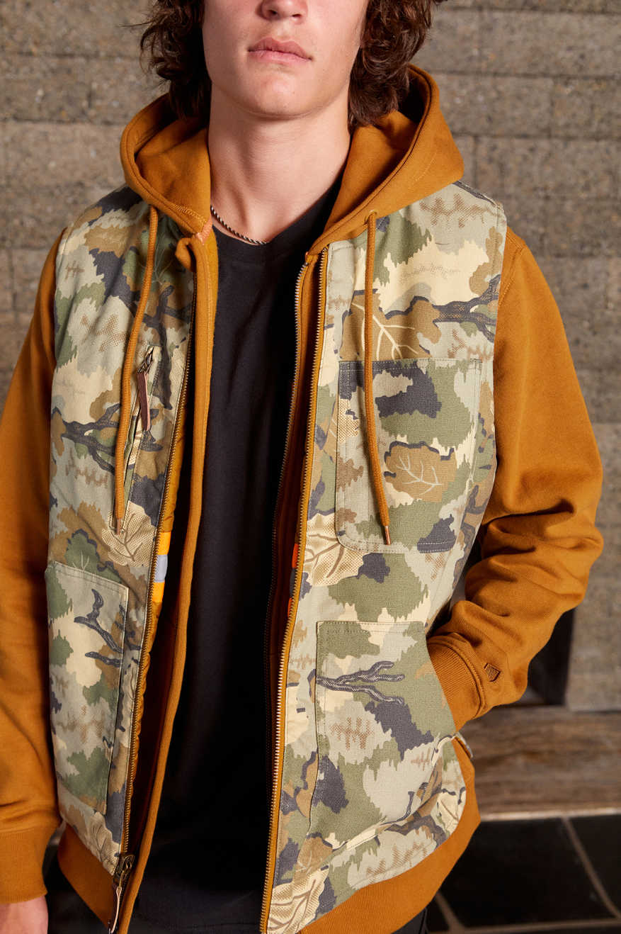 
       Brixton Abraham Builders Reversible Vest - Leaf Camo/Golden Brown
     