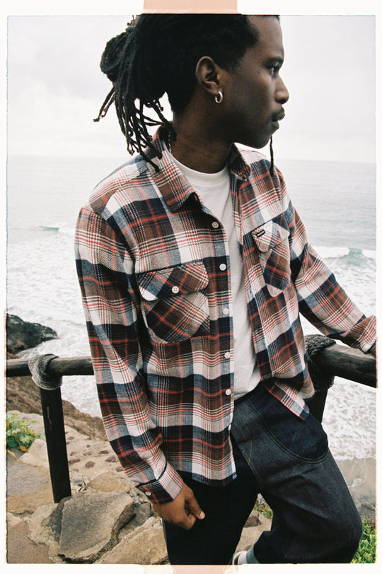 
       Brixton Bowery L/S Flannel - Washed Navy/Sepia/Off White
     