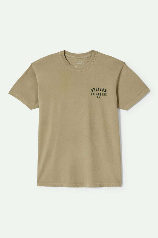 Brixton Men's Woodburn Oceanside S/S Standard T-Shirt - Khaki/Dark Green | Main