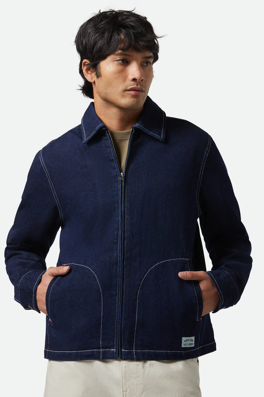 
       Men&#39;s Mechanic Garage Jacket in the color Rinse Denim - Men&#39;s Front View
     