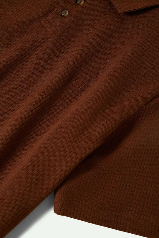 
       Extra Laydown Image 3 | Ribbed City S/S Polo - Pinecone Brown
     