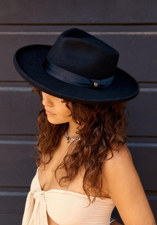 
       Women&#39;s Lifestyle 1 | Victoria Felt Fedora - Black/Black Satin
     