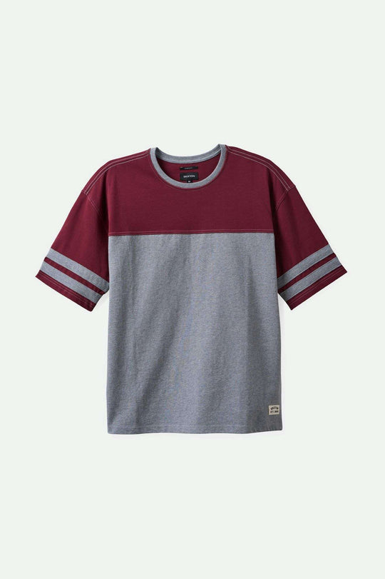 
       Brixton Men&#39;s Varsity Heavyweight Football T-Shirt - Heather Grey/Cordovan Red | Main
     