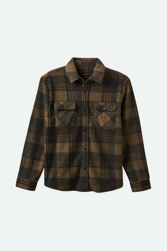 Brixton Men's Bowery Arctic Stretch L/S Fleece - Burro Brown/Black Plaid | Main