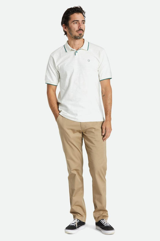 
       Brixton Proper Slub S/S Polo - Off White/Spruce
     