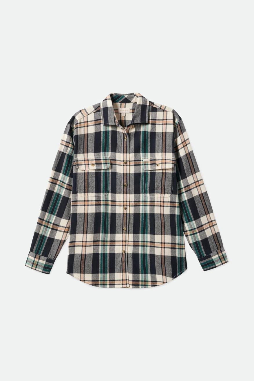 
       Brixton Bowery Boyfriend L/S Flannel - Whitecap/Black
     