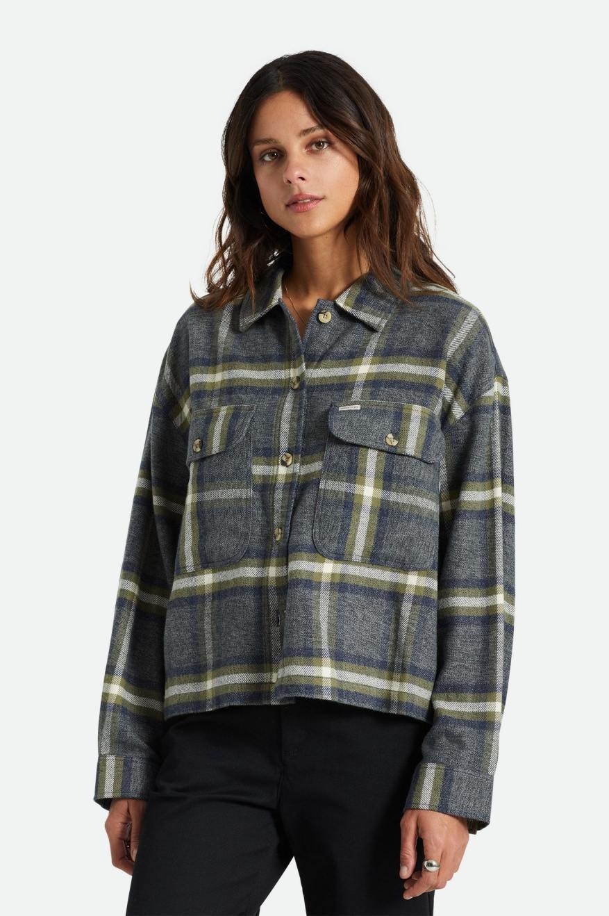 
       Brixton Bowery Women&#39;s L/S Flannel - Washed Navy
     