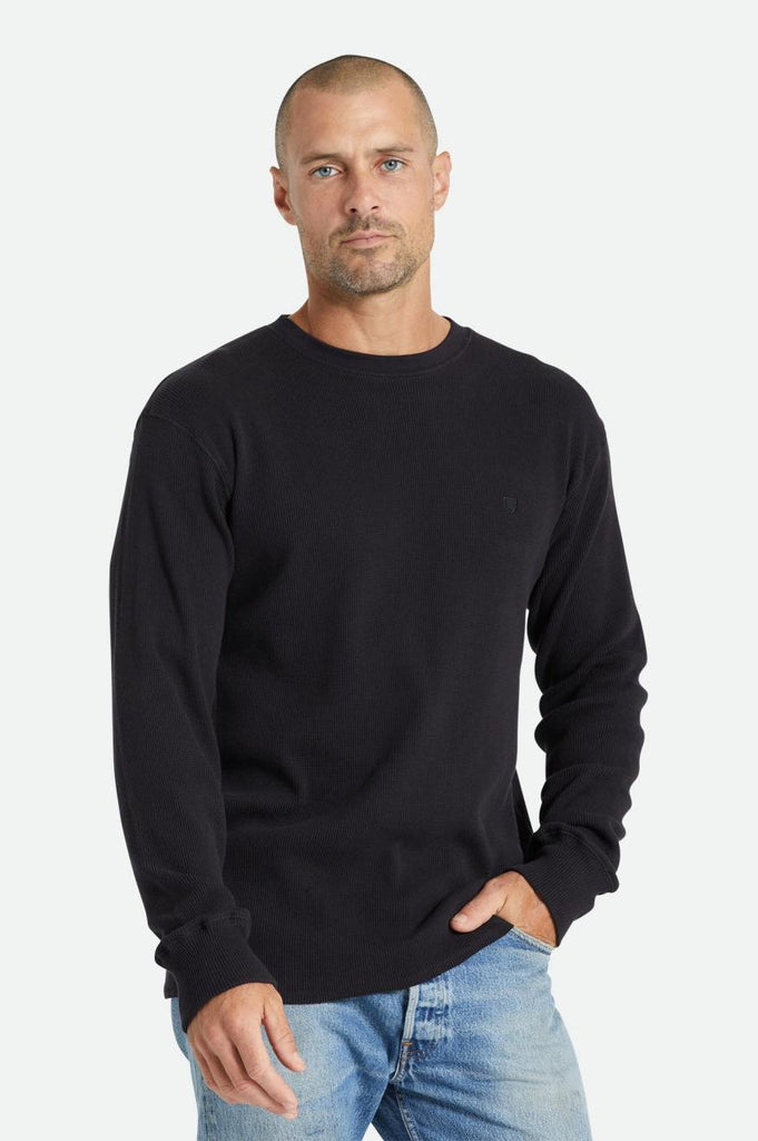 Men's Beta Rugby L/S Knit Top in Black/Caramel – Brixton