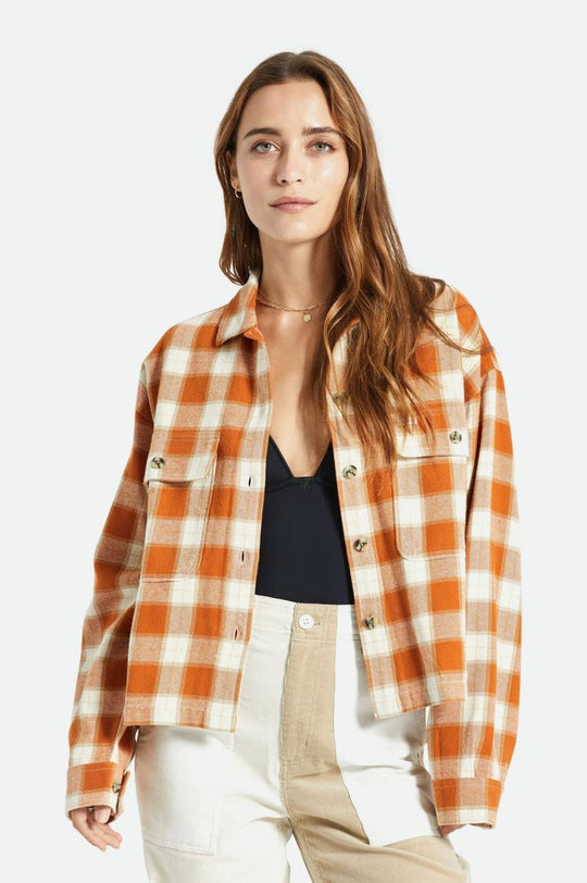 
       Brixton Bowery Women&#39;s L/S Flannel - Caramel/Dove
     