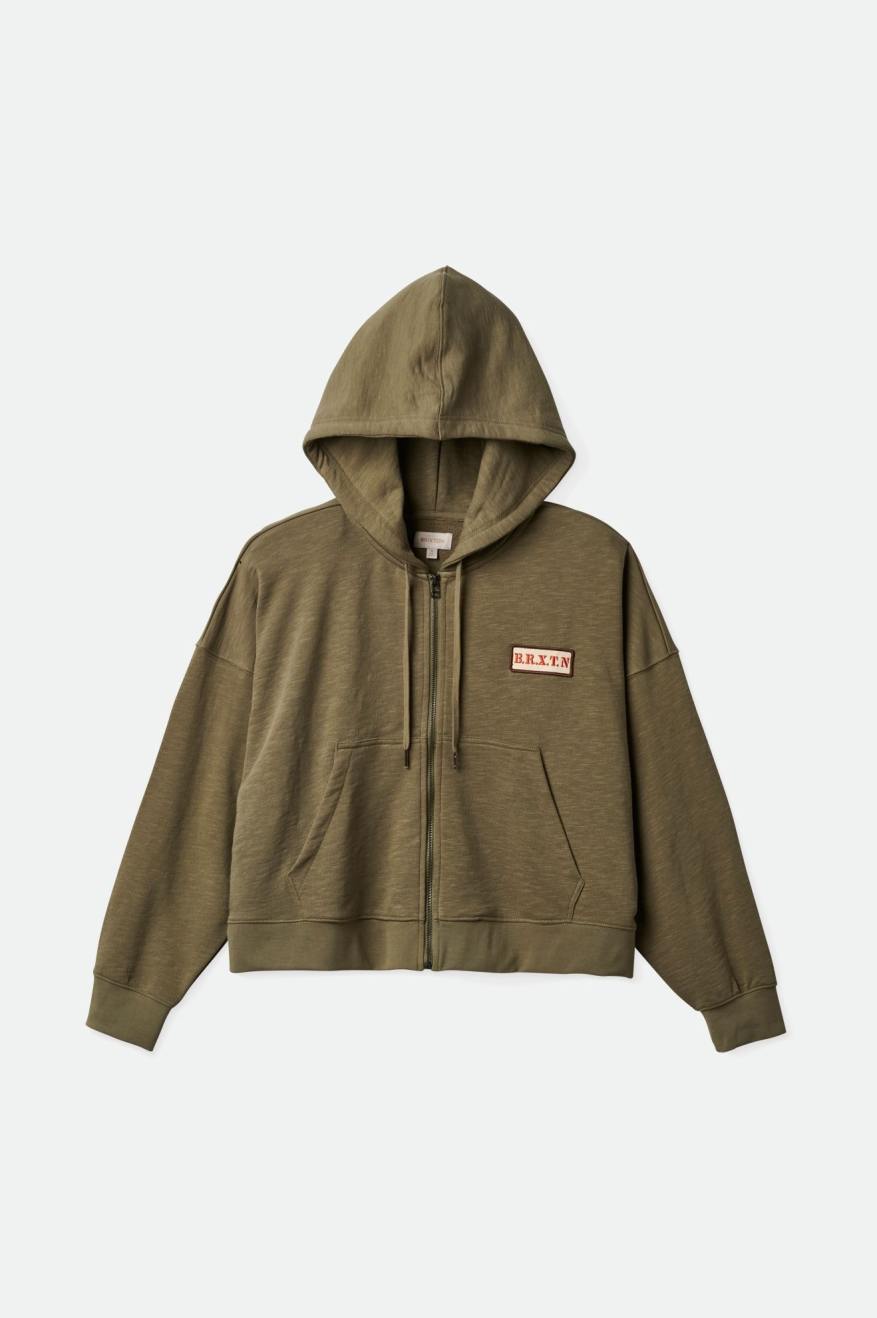 
       Brixton Movement Oversized Zip Hoodie - Olive Surplus
     