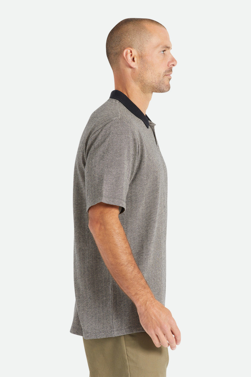 
       Brixton Shield Herringbone S/S Polo Knit - Black/Beige
     