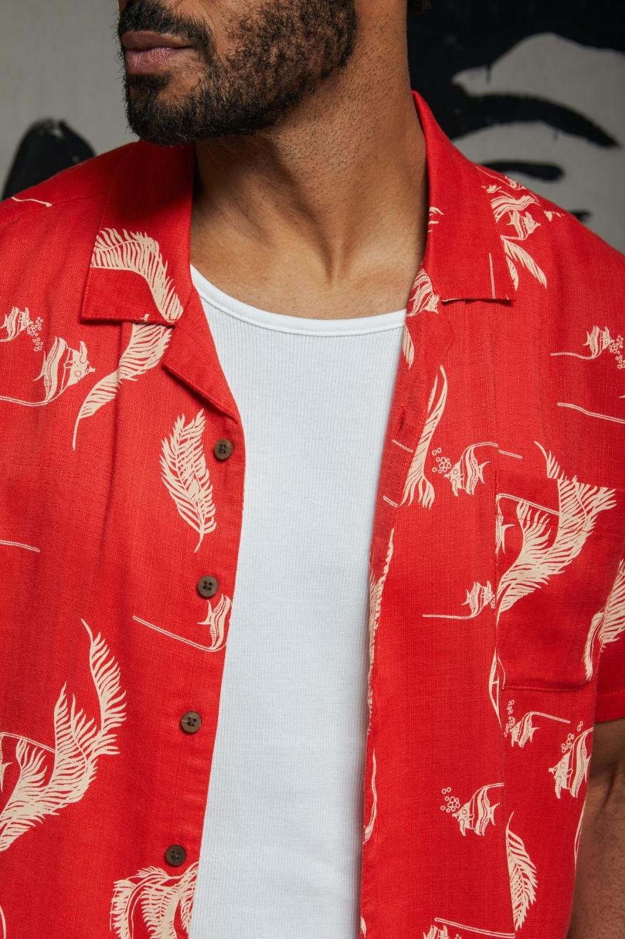 Brixton Bunker Paradise S/S Woven Shirt - Safari S